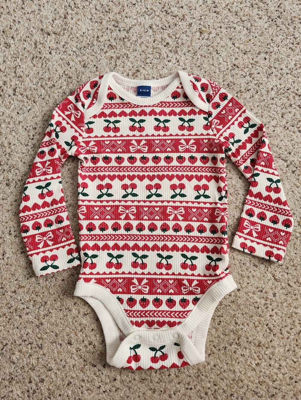 Old Navy Long-Sleeve Cherry Strawberries Print Bodysuit